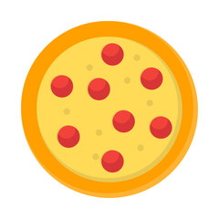Obraz premium Fresh pizza flat style icon. Top view of Traditional italian fast food vector illustration