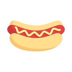 Hot dog or fast food flat style icon. Delicious hotdog vector illustration.