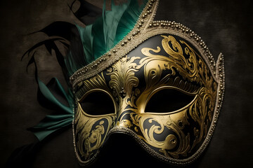 Elegant mask of venetian carnival 3d render made with Generative AI