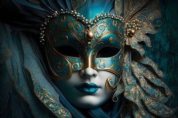 Elegant mask of venetian carnival 3d render made with Generative AI	
