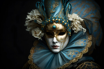 Fototapeta na wymiar Elegant mask of venetian carnival 3d render made with Generative AI 
