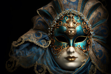 Elegant mask of venetian carnival 3d render made with Generative AI	
