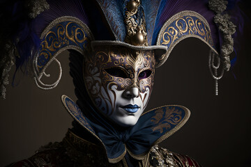 Obraz premium Elegant mask of venetian carnival 3d render made with Generative AI 