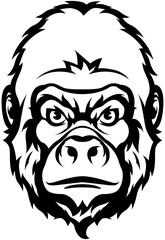 Obraz premium Hand drawn face of monkey. Gorilla illustration mascot art.