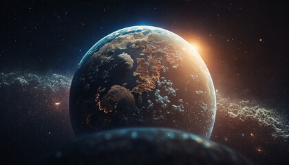 Obraz na płótnie Canvas Earth view from space. World 3D illustration. 