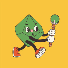 DND Dice for Board games in old classic cartoon style, groovy RPG dice for table game vector