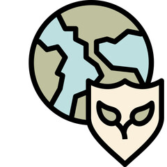 protect earth black outline filled color icon
