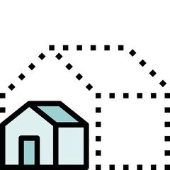 smaller house black outline filled color icon - 570862965
