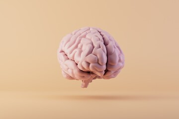 the concept of idea generation. brain on a pastel background. 3D render