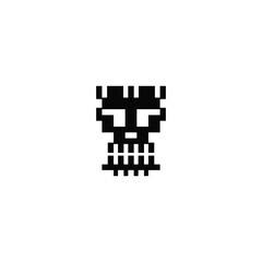 Pixel skull head. Company logo design.