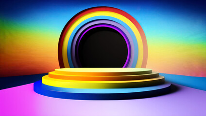Illustration Rainbow Podium Background Illustration