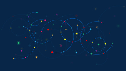 Abstract geometric background with plexus circles. Vector illustration of minimalistic design © Kingline