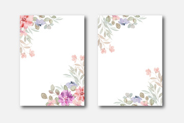 Set of watercolor wildflower frames
