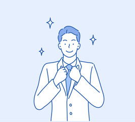 business man proud. Hand drawn style vector design illustrations.