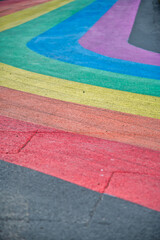 Rainbow painted street to promote peace and happiness