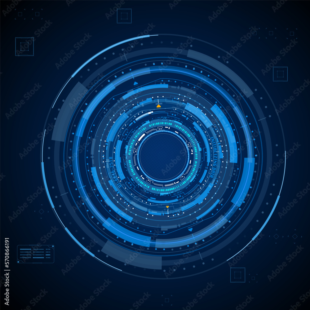 Leinwandbilder HUD UI futuristic circle element cyberpunk futuristic concept design. Round dashboard display for game, banner, infographic vector.