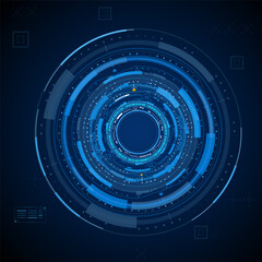 HUD UI futuristic circle element cyberpunk futuristic concept design. Round dashboard display for game, banner, infographic vector.