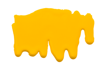 Yellow flowing isolated on transparent background. Close-up.