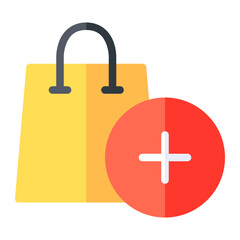 Add to cart in flat icon. Shopping, product, handbag, ecommerce