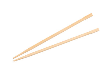 Wooden chopsticks isolated on white background