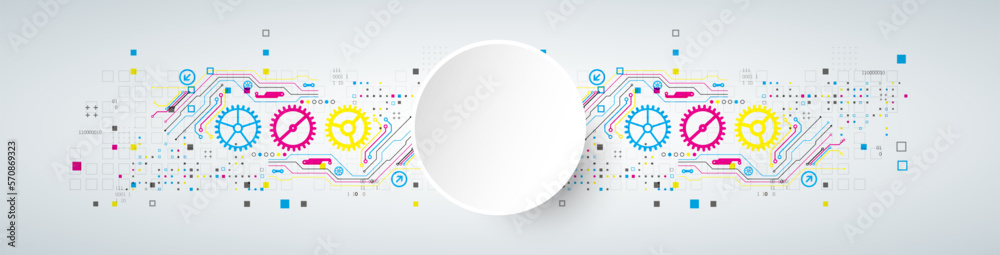 Aufkleber Abstract technological background with various elements. CMYK concept. Vector