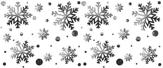 illustration of silver snowflakes with water drops