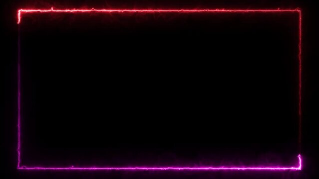 Abstract animated light Neon effect rectangle frame Loop background for presentation