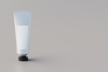 Aluminum Plastic Cosmetic Multiple Paint Tube Mockup Blank Label. 3D Illustration