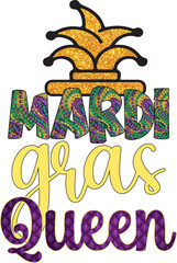 Mardi Gras Vector  Sublimation Print Design. Cute Colorful Typographic Illustration for Print on Demand Business. Ready to Print elements for T-Shirt and more.
