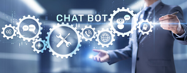 Chatbot Customer service automation NLP natural language processing business technology concept.