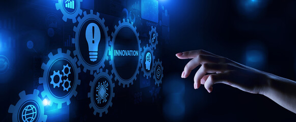 Innovation modern technology business development concept on virtual screen.
