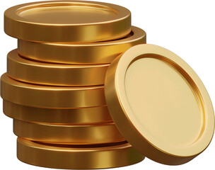 Stack of gold coin currency market financial or investment money banking treasure wealth cash and golden dollar pile economy with business earnings profit sign. 3D render