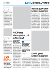 Paper newspaper design template with article, news and blue headline