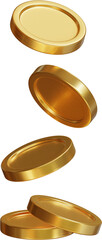 Golden falling coins 3d render illustration