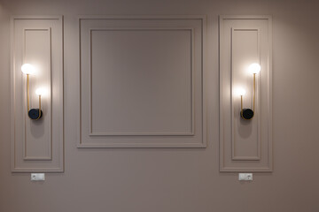 Stylish designer wall in the interior of the room