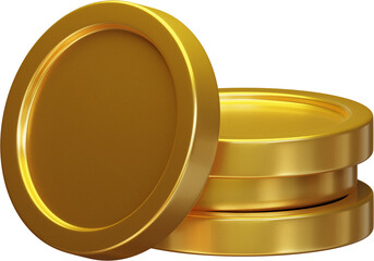 Stack of gold coin currency market financial or investment money banking treasure wealth cash and golden dollar pile economy with business earnings profit sign. 3D render
