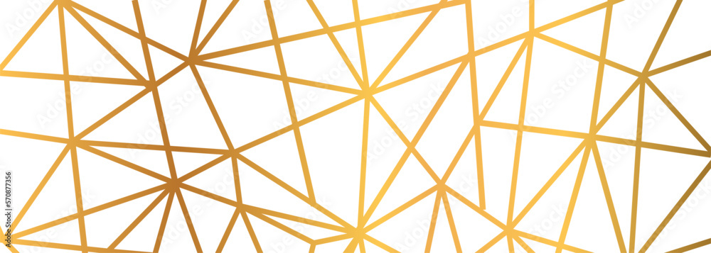 Poster spider web background, gold foil wire triangles geometric seamless mosaic repeat pattern background 