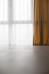 curtains in the modern interior of a new apartment in a new building