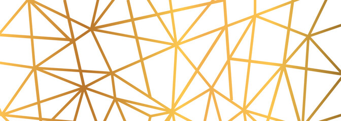 Spider web background, gold foil wire triangles geometric seamless mosaic repeat pattern background - vector