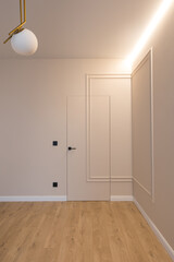 White room in the apartment. Modern interior in a new building