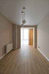 White room in the apartment. Modern interior in a new building