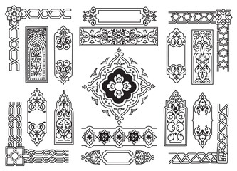 Set of Islamic Border and Decoration Element, Ornament Design - 570878720