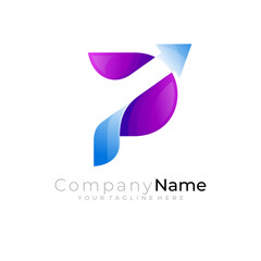 Letter P logo with up arrow design template