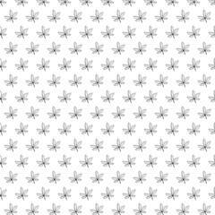 Seamless pattern with leaf. Cartoon black and white vector illustration.