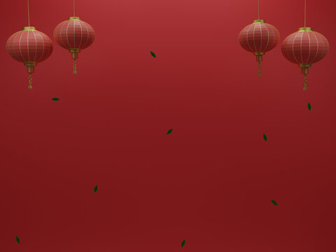 Chinese New Year background, red lanterns