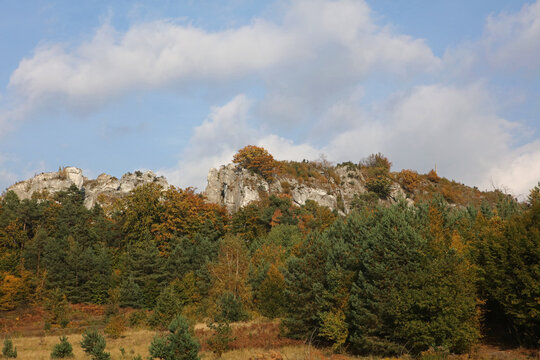 Zborow mountain - rock formations in Polish Jura near Podlesice, Poland