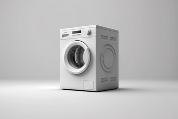 White washing machine over white background. Monochrome 3D render. Generative AI Illustration