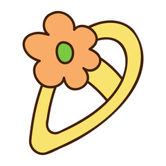 Cute doodle barrette with flower from the collection of girly stickers. Cartoon vector color illustration.