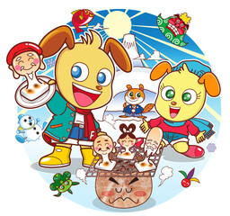 イヌ,キャラクター ,正月,イメージ画　03