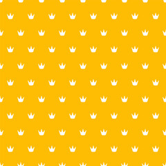Yellow seamless pattern with white small crowns.